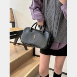 Designer Knockoffs Saint Laurent Lyia Zip Duffle Black 766785 Bag