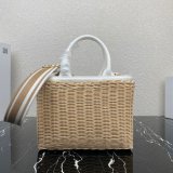 Top Quality 7 Star prada Wicker and canvas tote bag