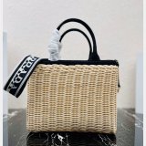 Top Quality 7 Star prada Wicker and canvas tote bag