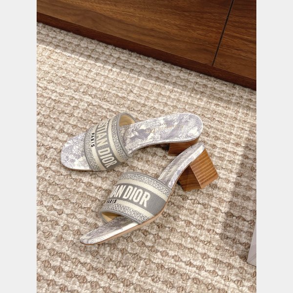 Perfect Designer Dior Dway One-word embroidered slippers Shoes Online