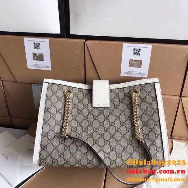 Wholesale Gucci 479197 7 Star GG Supreme Canvas Padlock White Shoulder Bag