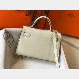 Knockoff Hermes Mini Kelly Handbag Epsom leather Off white