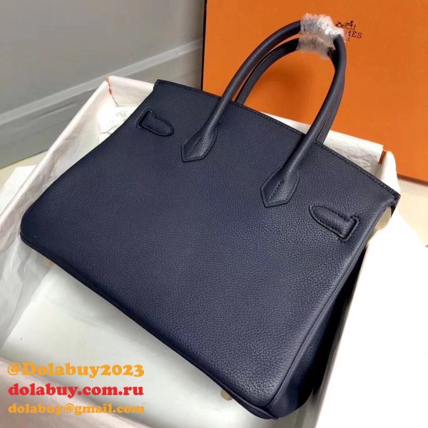 Hermes Birkin 35cm Togo leather Handbags Dark Blue Perfect