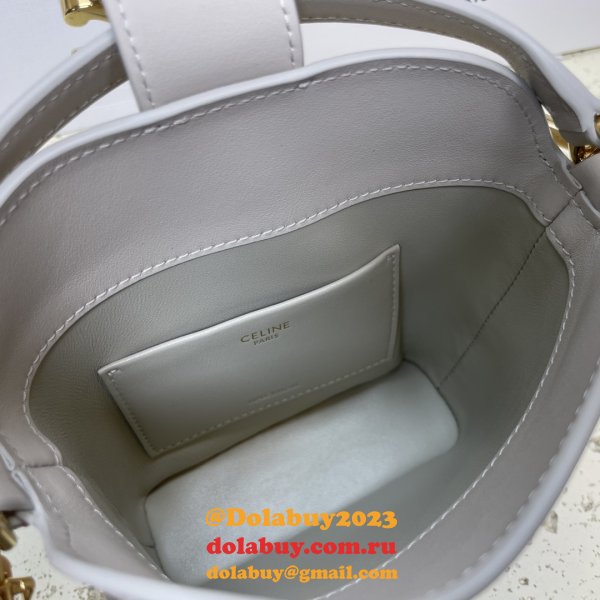 Duplicate Celine 10K943 Bucket Triomphe Smooth Designer Bag