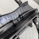 High Quality bag Balenciaga cuag black crocodile bag