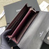 Top Quality CC Leather Chevron Flap Long Wallet A80758