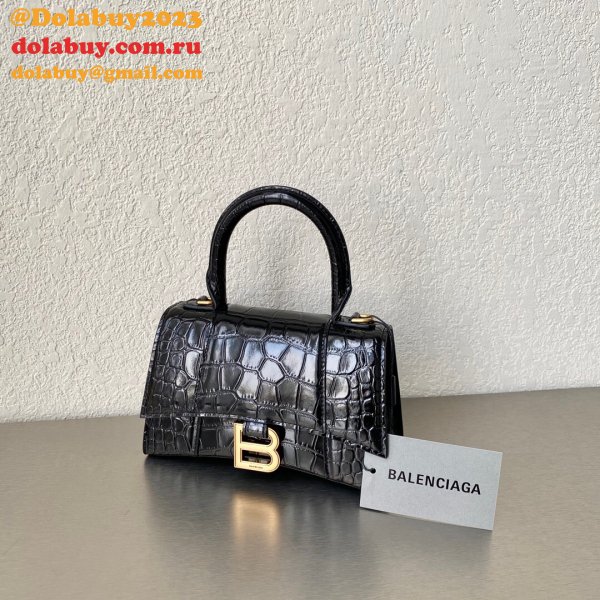 Duplicate Balenciaga Online Store Crocodile Pattern Hourglass 19/23cm Bag