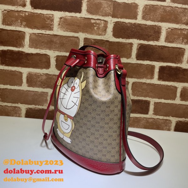 Wholesale Doraemon x Gucci small bucket 655597 red bag