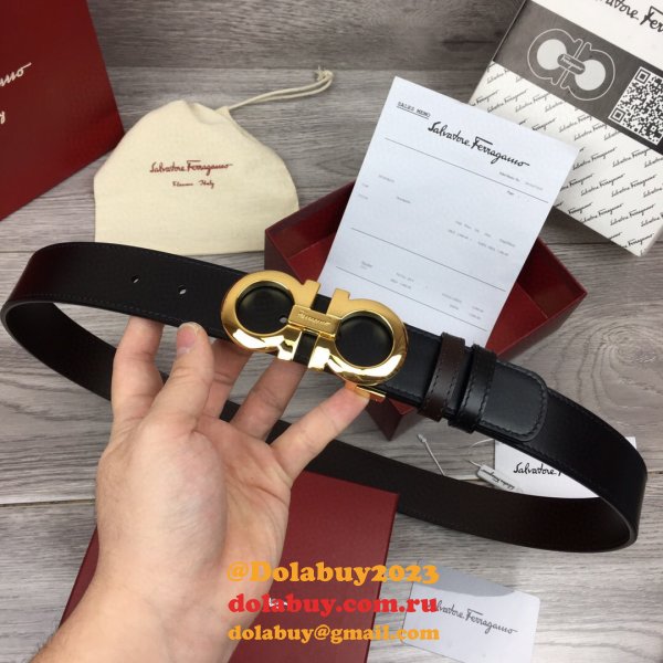 Copy Designer Salvatore Ferragamo 35 mm Black Belts