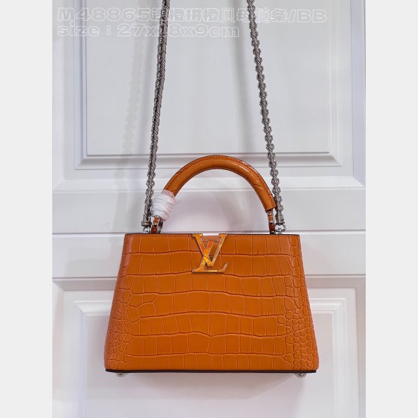 The Knockoff Quality Capucines Louis Vuitton M48865 Orange Chain Fake Bag