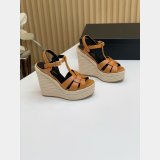 Saint Laurent Wholesale Espadrille Platform Wedge Sandals Heel Shoes