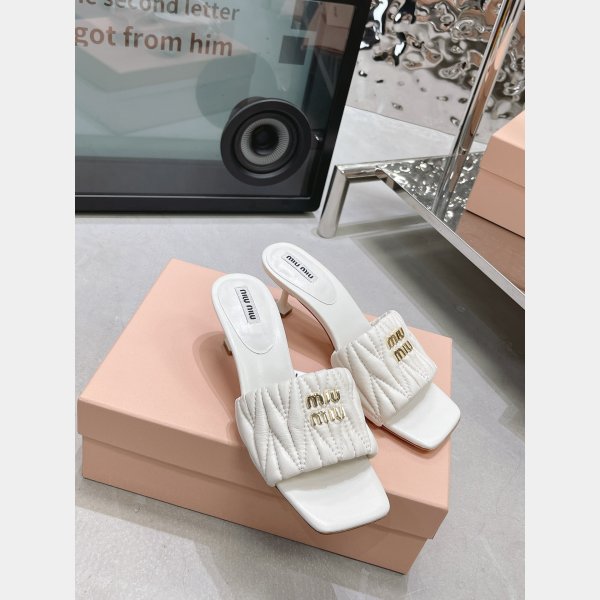 Perfect Luxury Designer Miu Miu high heel slippers Shoes