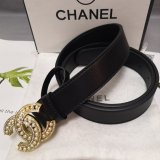 Luxury 1:1 Mirror CC Double C Belt Black Width 3.0cm 1137