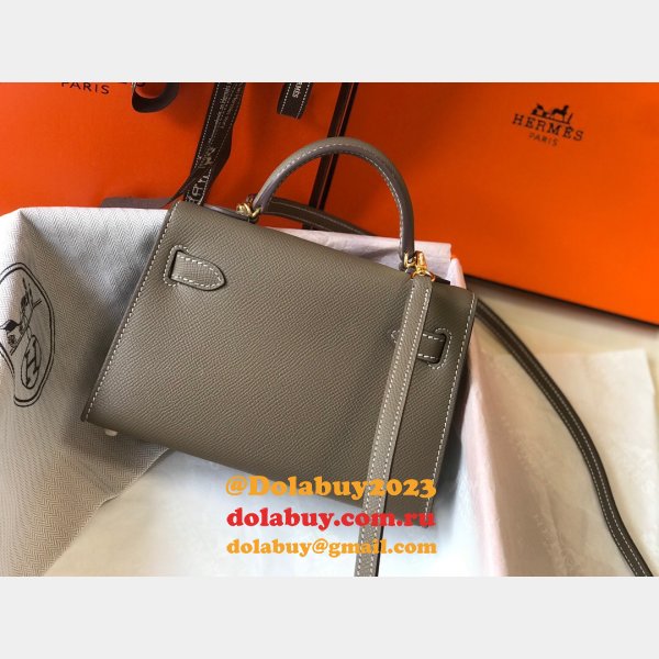 7 Star Hermes Mini Kelly Epsom leather Earthy Gray Bags