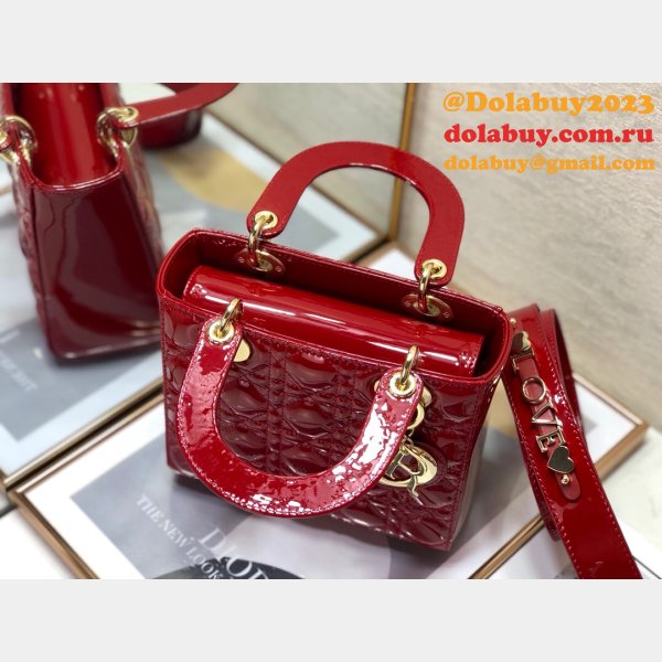 Knockoff DIOR LADY MY ABC Wholesale PATENT LEATHER HANDBAG 20cm