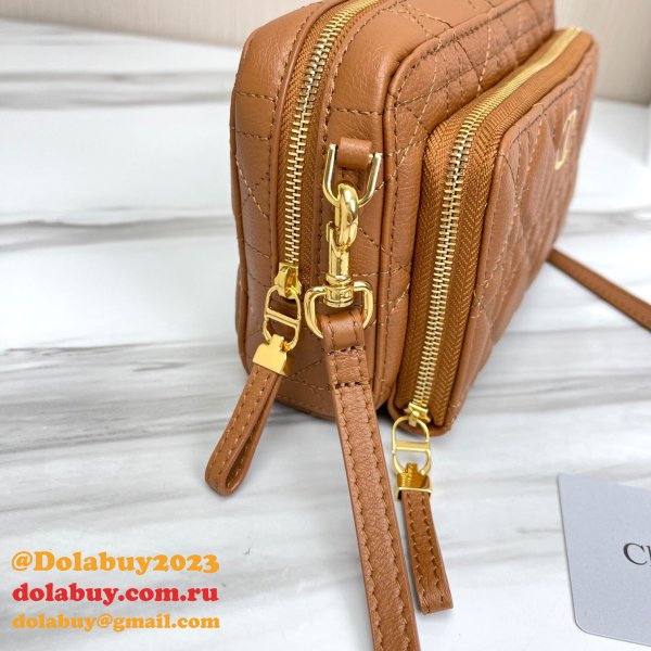 High Quality Dior Caro Bag Brown Supple Cannage Calfskin Fashion