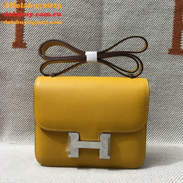 Hermes Constance Bag 18cm Epsom Leather Yellow High Quality bag