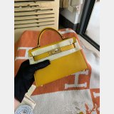 Duplicate Hermes  Yellow Mini Kelly Handbag Epsom leather