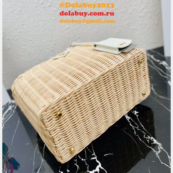 Top Quality 7 Star prada Wicker and canvas tote bag