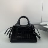 High Quality bag Balenciaga cuag black crocodile bag