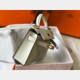 Knockoff Hermes Mini Kelly Handbag Epsom leather Off white