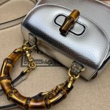 China Gucci 1:1 Mirror Bamboo 1947 675797/686864 top handle Silver bag