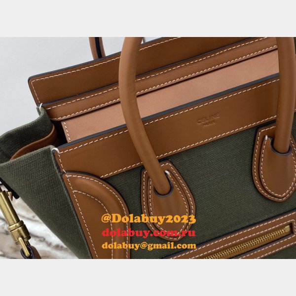 Designer Duplicate Celine Brown/Green Luggage Bags For Sale