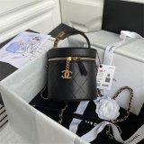 CC Fake Vanity Case Lambskin Black Bag