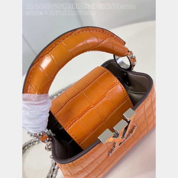 The Knockoff Quality Capucines Louis Vuitton M48865 Orange Chain Fake Bag