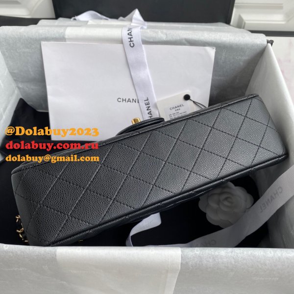 CC Designer 25.5CM Classic Flap Bag Caviar Leather Black A01112