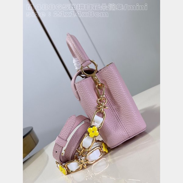 Pink White M48865 Flower Chain Knockoff The Capucines Perfect LV Bag