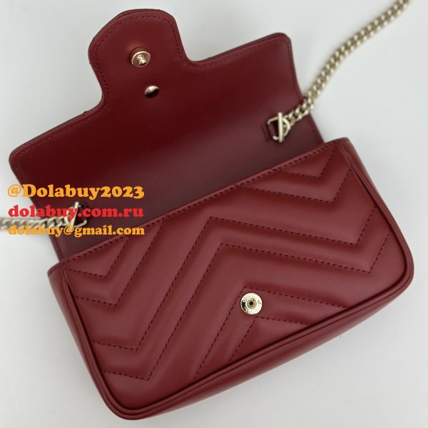 Gucci AAA+ Rosso Ancora GG Marmont Red Matelassé Chevron 476433/446744/443497 Bag