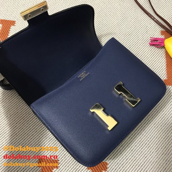 Hermes Constance Bag 18cm Epsom Leather dark blue Wholesale