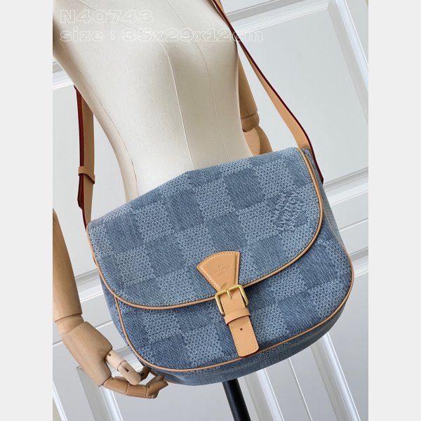 Louis Vuitton Best Montsouris Messenger MM Damier N40743 Men Blue Bag