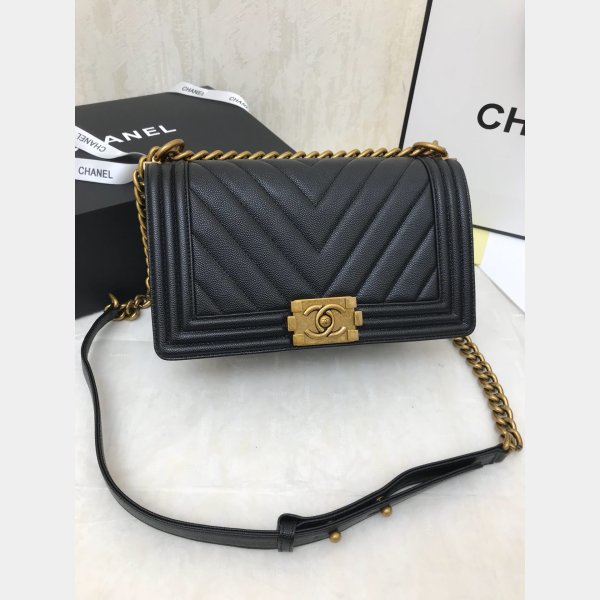 Buy top High Quality bag CC V Le Boy Handbag caviar leather 25cm