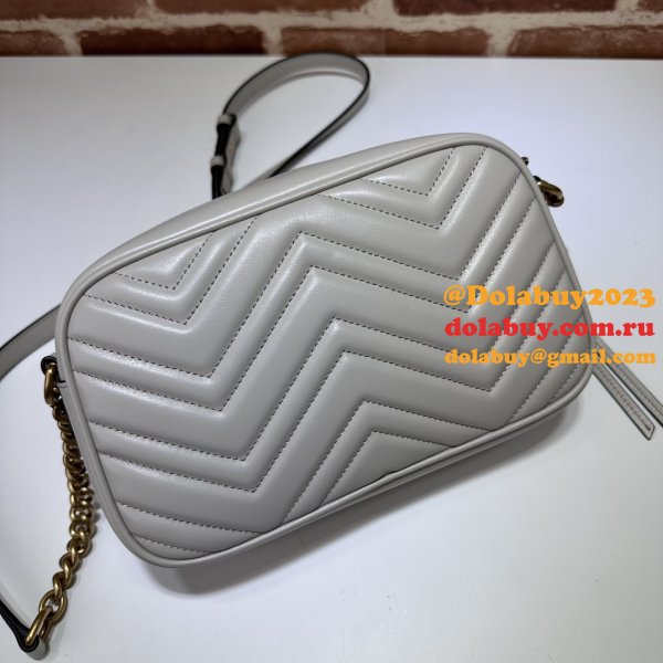 Light Grey 1:1 Mirror 447632 Copy GG Marmont Small Matelassé Shoulder Bag