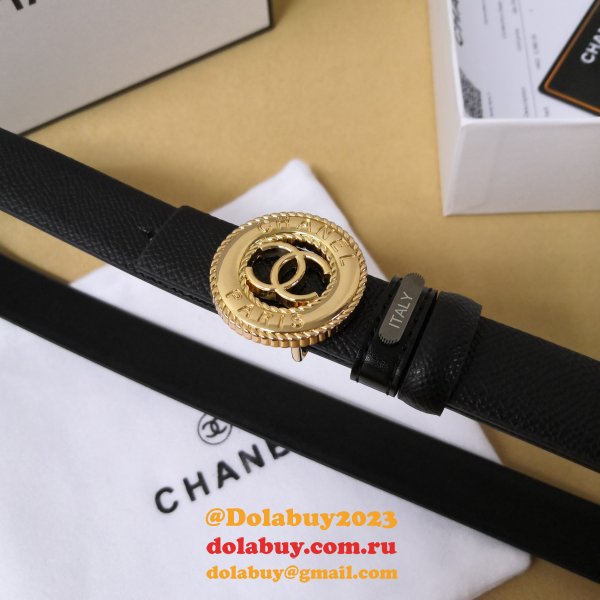 High Quality Top Quality CC Double C Belt Black Width 2.5cm 1152