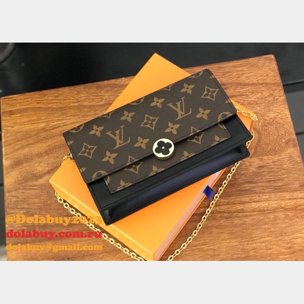 Louis Vuitton AAA+ Flore Chain Wallet Monogram M67405 Brown