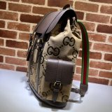 7 Star Gucci Backpack Designer 678829 with jumbo GG in camel and ebony GG canvas