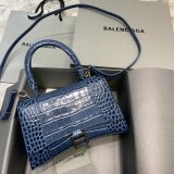 Balenciaga Hourglass New Copy Bag Crocodile Royal Blue