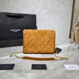 Saint Laurent Becky Small Brown Monogram 7 Star Quilted Shoulder