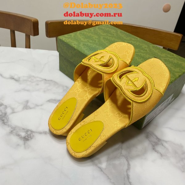 1:1 Mirror GUCCI INTERLOCKING G CUT-OUT SANDAL FLAT