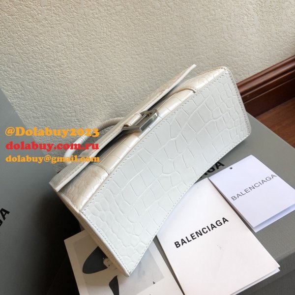 Knockoff Balenciaga White Hourglass Leather Top Handle Bag