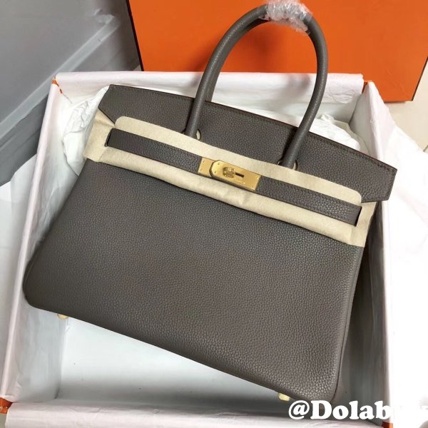 Hermes Birkin 35cm Togo leather Handbags Dark Grey Top Quality