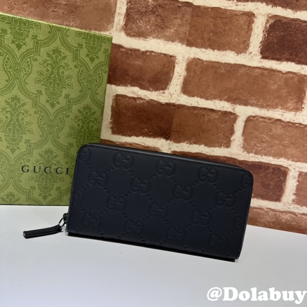 Inspired GG Rubber-effect Zip Around Wallet 771421 Gucci Men 1:1 Mirror