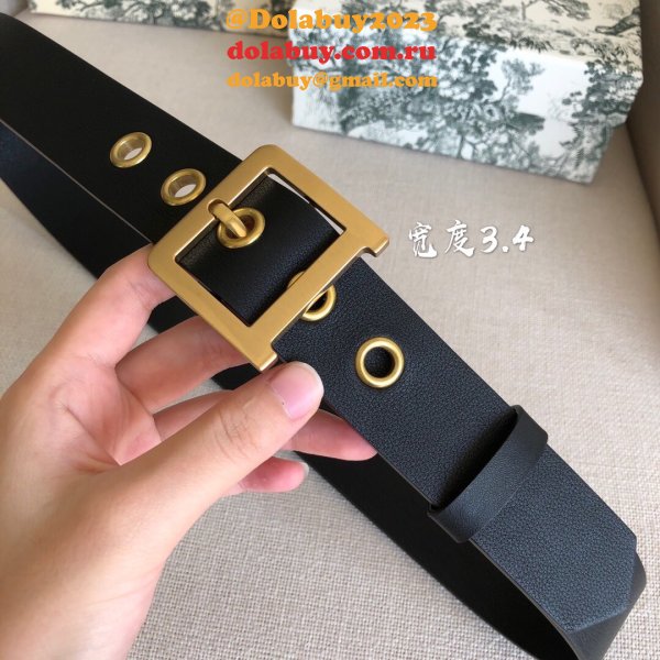 Christian Louboutin High Quality bag 3.4cm Black Spiked Leather Belts