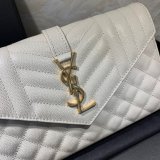 YSL Duplicate Saint Laurent Envelope Wallet on Chain WOC 620280 White Bag