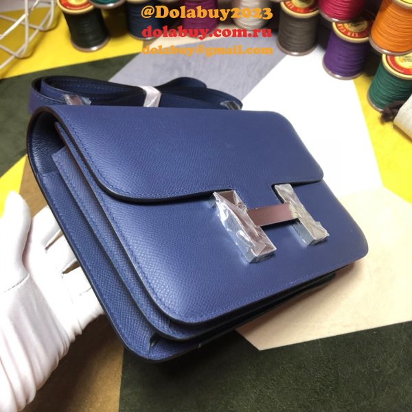 Hermes Constance Bag 23cm Epsom Leather dark blue Duplicate