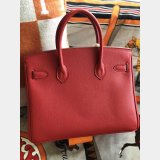 Hermes Birkin Epsom leather Handbags Red Golden Replica