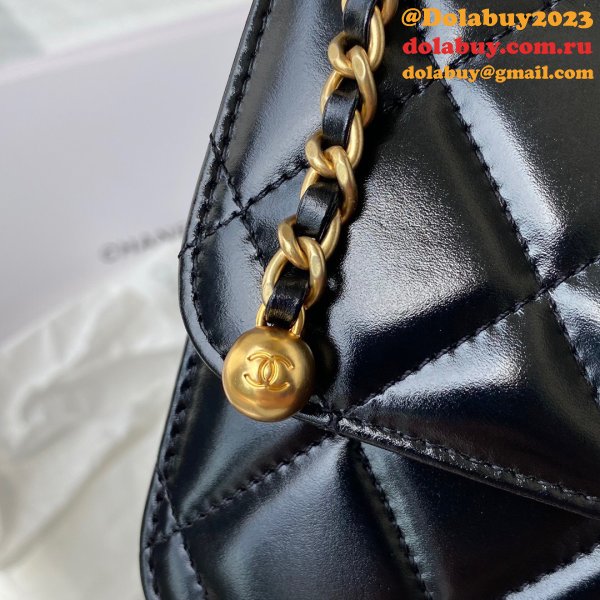 1:1 7 Star AS2649 Calfskin & Gold-Tone Metal Flap Bag